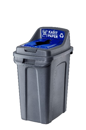 Відро для сміття пластикове сіре (синє маркування) 70 л (папір), PLANET